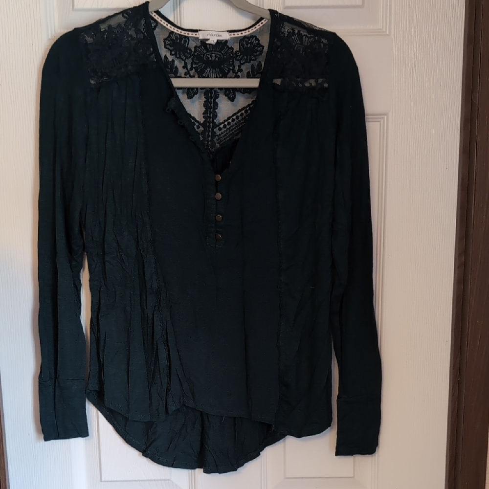 Maurices Green Lace Long Sleeve Blouse